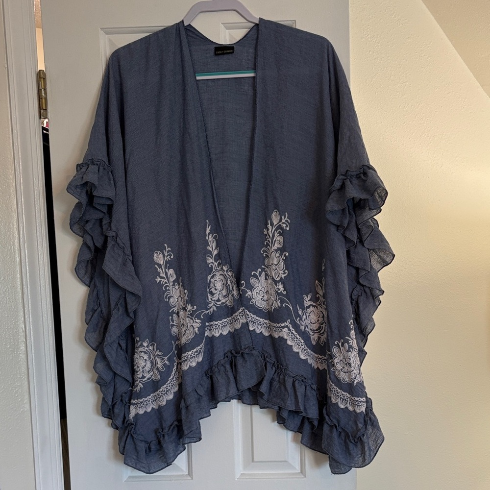 Coco + Carmen Textured Blue Top
